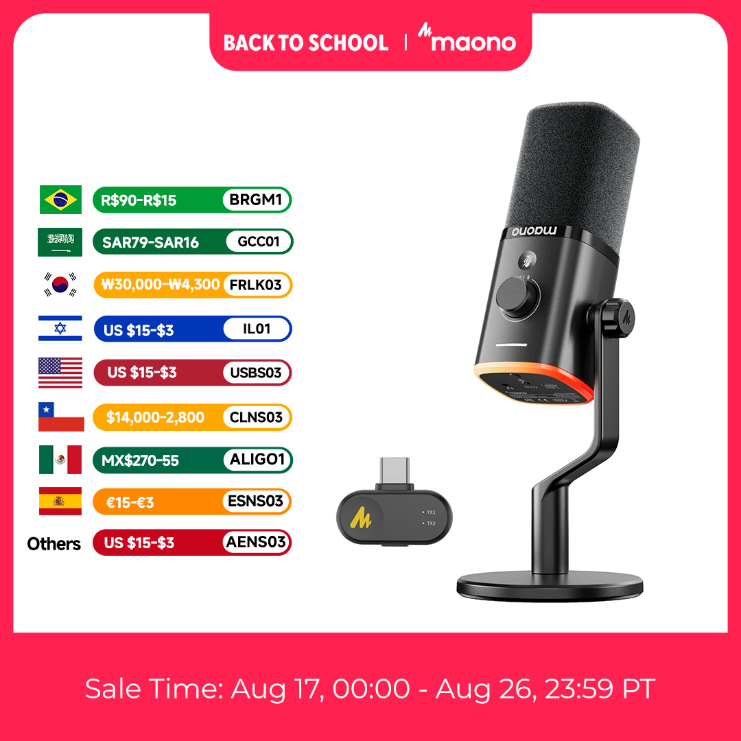 Pc Gaming Live Streaming - MAONO PD100W Wireless USB Dynamic Microphone