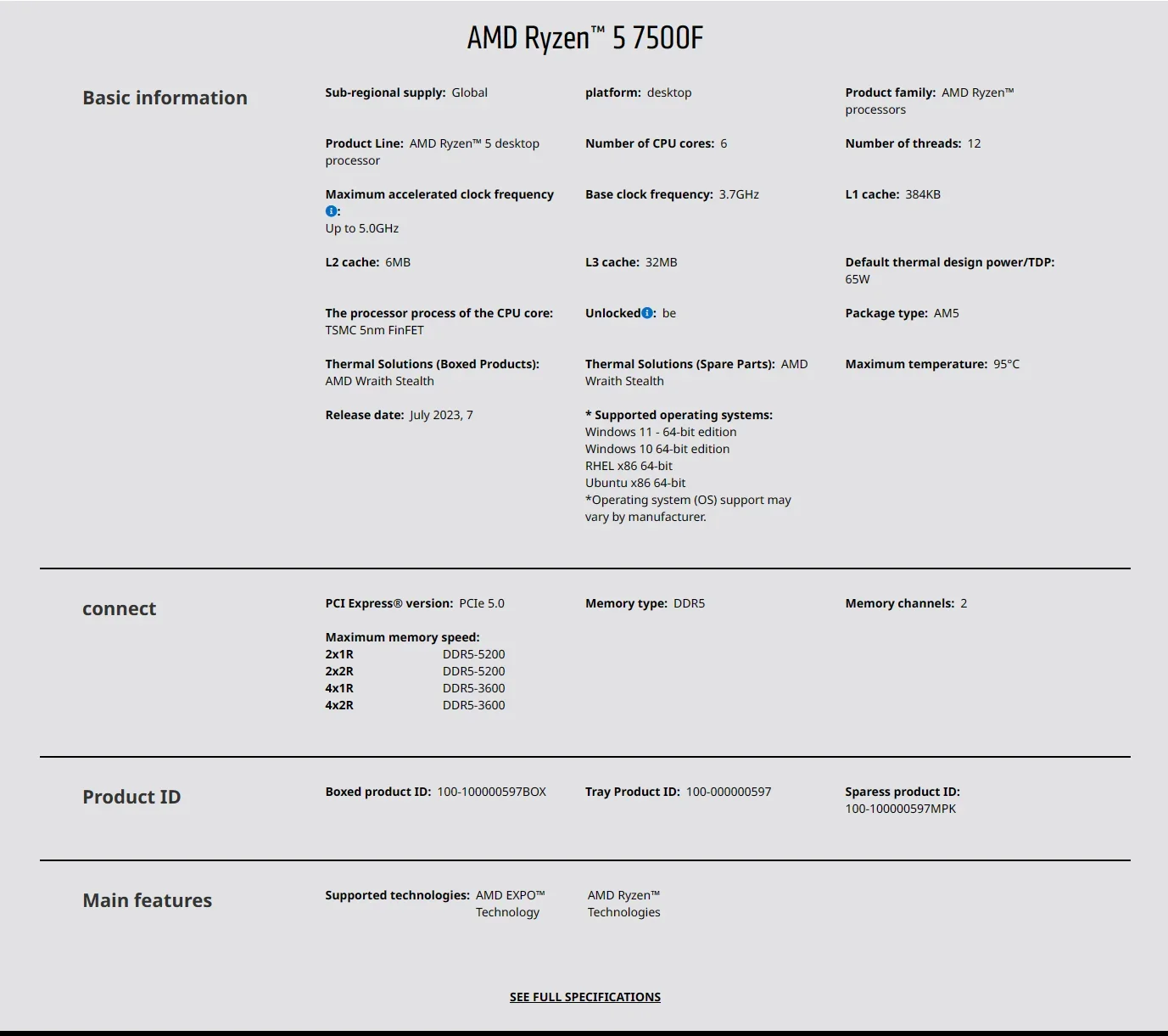 AMD Ryzen 5 7500F AM5 5nm Gami - đánh giá và giá Pc Gaming Custom