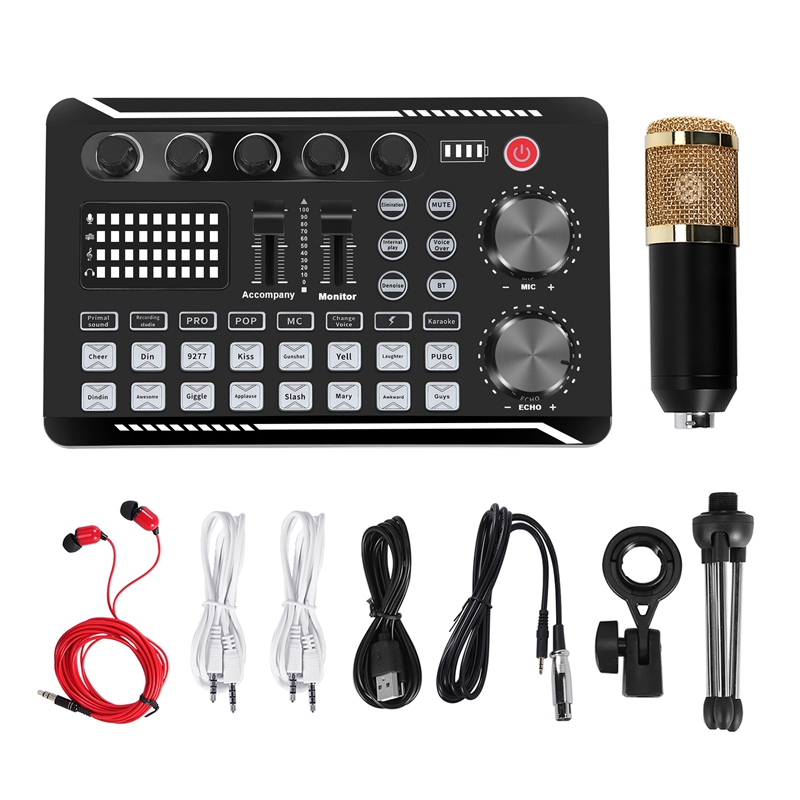 F998 Sound Card Kit,BM-800 Mic - đánh giá và giá Pc Gaming Live Streaming